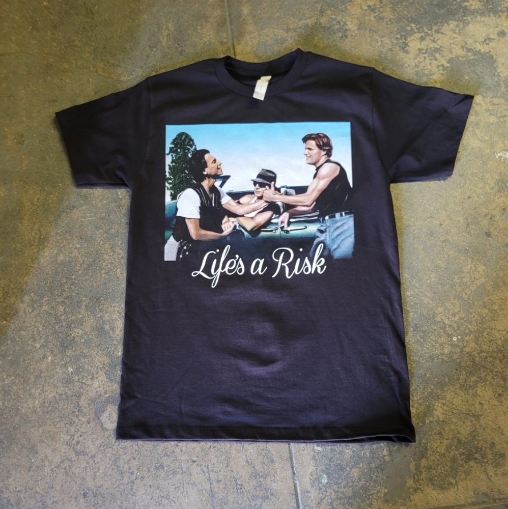 Black 'Life's a Risk' Graphic Tee - Short Sleeve